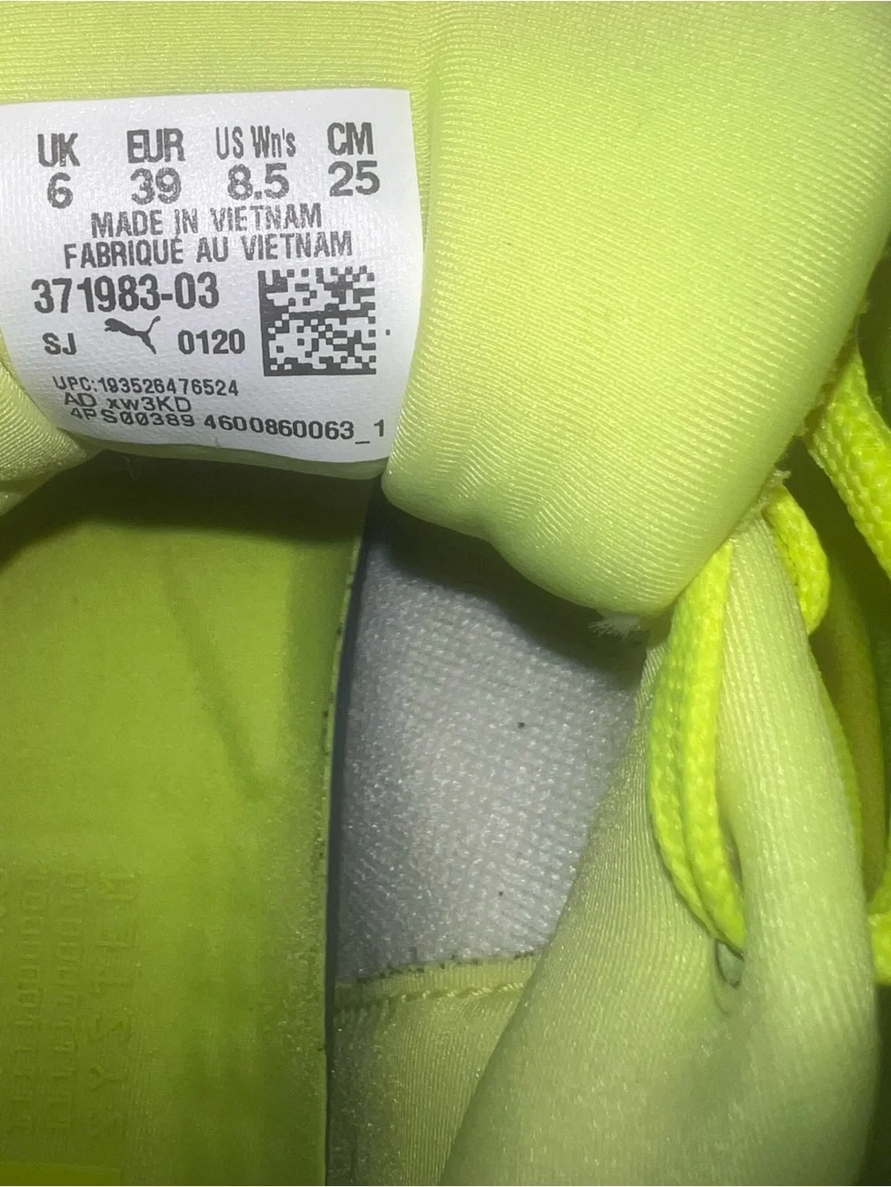 Puma RS-X Yellow Alert Neon Sneakers Womens Size 6.5 Chunky Running Shoes